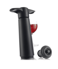 Vacu Vin Black Pump with Wine Saver stoppers – Keeps wine fresh for up to 10 days, Black 1 Stopper